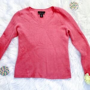 Tahari Pure Luxe Pink 100% Cashmere Sweater Med